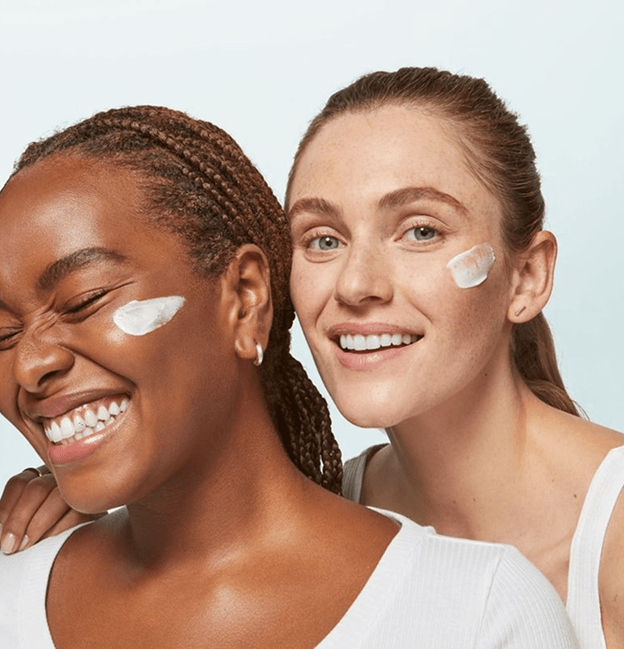 Skincare texture on model